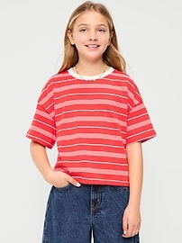 Image number 1 showing, Oversized Short-Sleeve Cropped T-Shirt for Girls