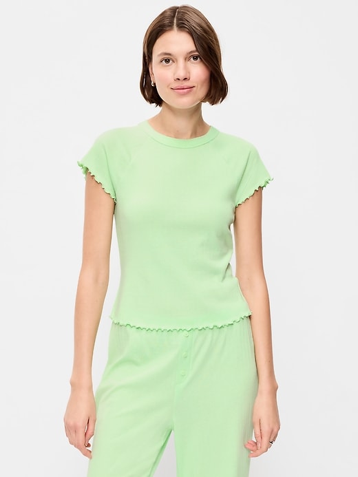 Image number 1 showing, Short-Sleeve Pointelle Sleep Top