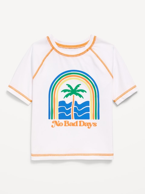 Short-Sleeve Graphic Rashguard Swim Top for Toddler Boys