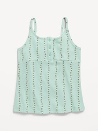 Image number 2 showing, Fitted Printed Henley Tank Top for Girls