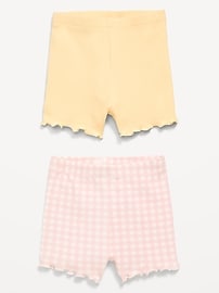 Image number 2 showing, Ribbed Lettuce-Edge Biker Shorts 2-Pack for Baby