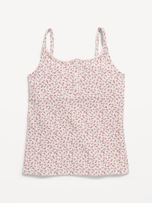 Image number 2 showing, Fitted Printed Henley Tank Top for Girls