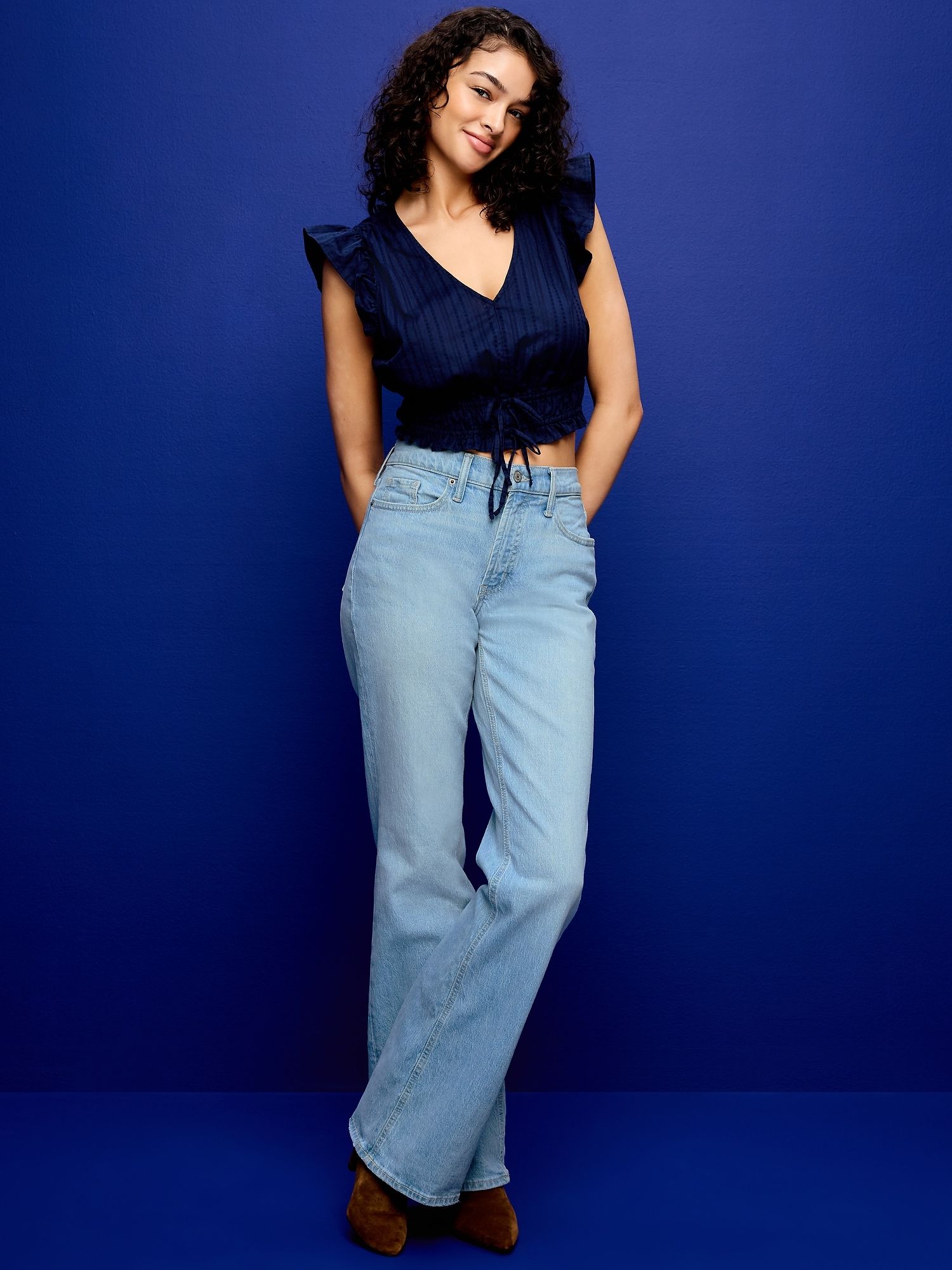 Mid-Rise Loose Boot-Cut Jeans