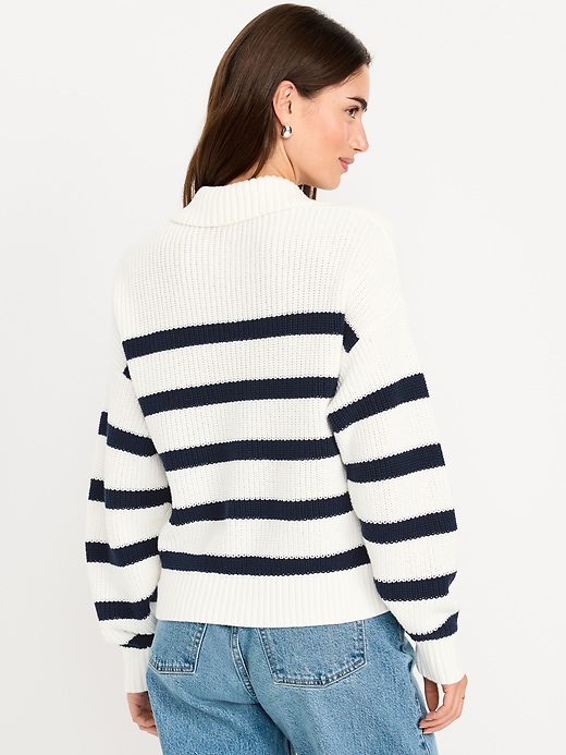 Image number 2 showing, Seaside Cotton Lace-Up Collar Sweater