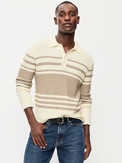 Long-Sleeve Collar Polo Sweater