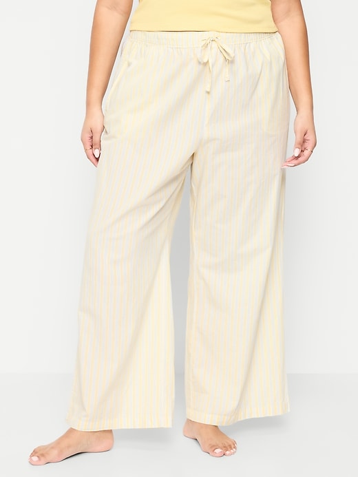 Image number 8 showing, Poplin Wide-Leg Pajama Pants