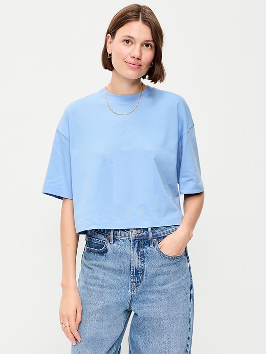 Image number 1 showing, Vintage Crew-Neck Oversized Crop T-Shirt