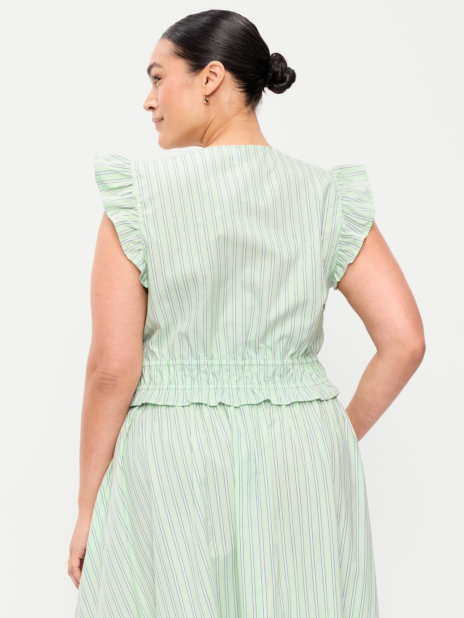Flutter-Sleeve Poplin Top