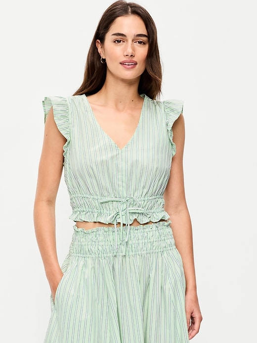 Image number 1 showing, Flutter-Sleeve Poplin Top