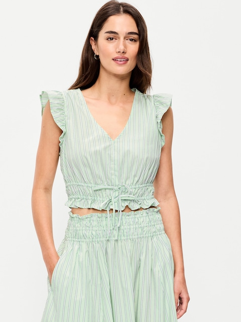 Flutter-Sleeve Poplin Top