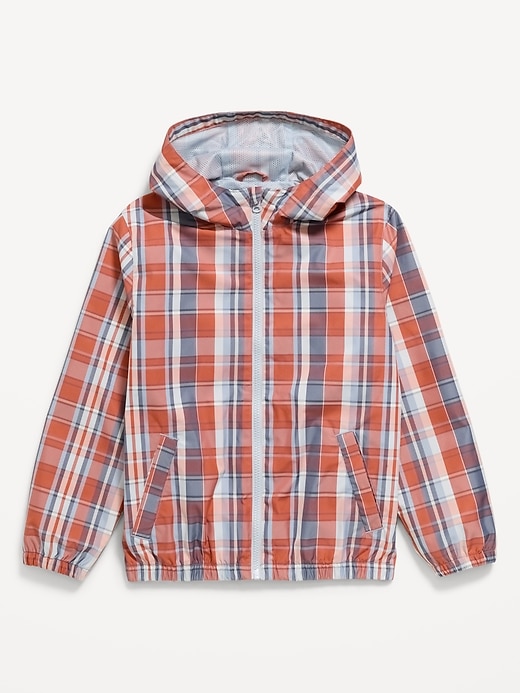 Image number 1 showing, Water-Resistant Plaid Zip-Front Jacket for Boys