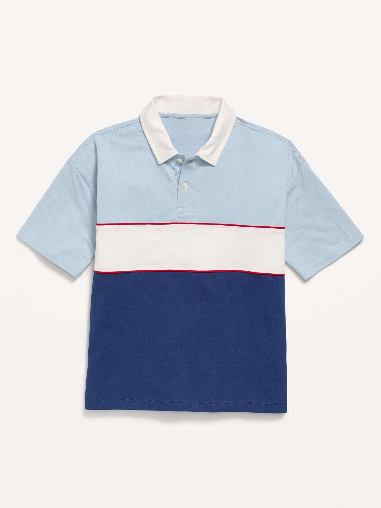 Поло Old Navy Oversized Short-Sleeve Polo Shirt для мальчиков, цвет: Шамбре небесно-голубой — фото 2