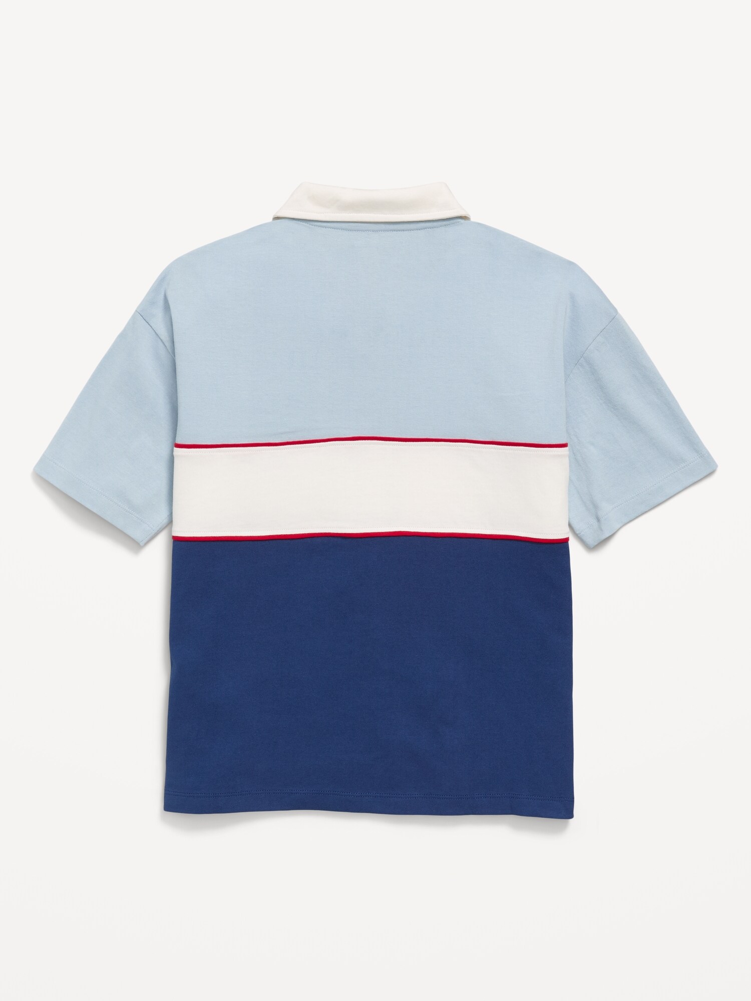 Поло Old Navy Oversized Short-Sleeve Polo Shirt для мальчиков, цвет: Шамбре небесно-голубой — фото 3
