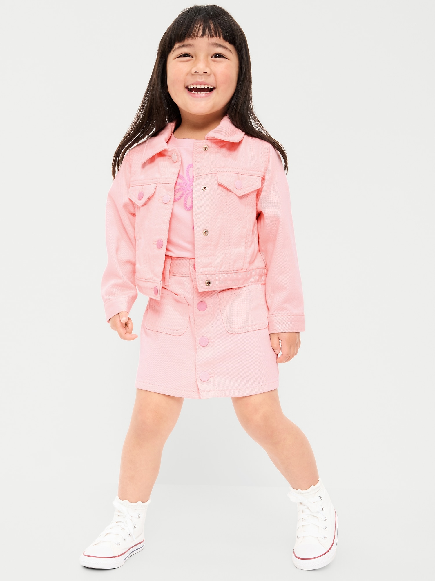 High-Waisted Button-Front Skirt for Toddler Girls