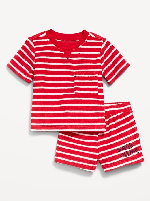 Image number 1 showing, Short-Sleeve Terry Pocket Top and Shorts Set for Baby