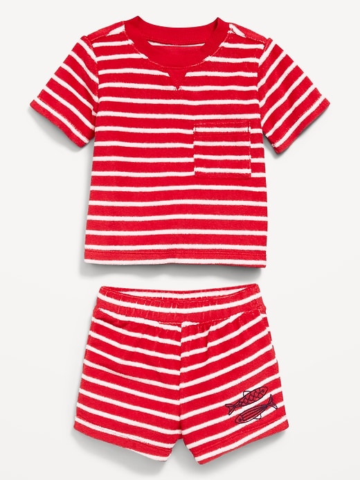 Image number 2 showing, Short-Sleeve Terry Pocket Top and Shorts Set for Baby