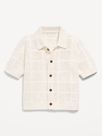 Image number 1 showing, Oversized Short-Sleeve Crochet-Knit Shirt for Toddler Boys
