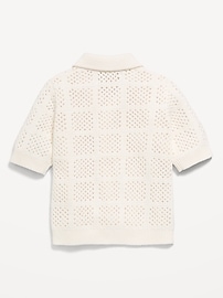 Image number 2 showing, Oversized Short-Sleeve Crochet-Knit Shirt for Toddler Boys