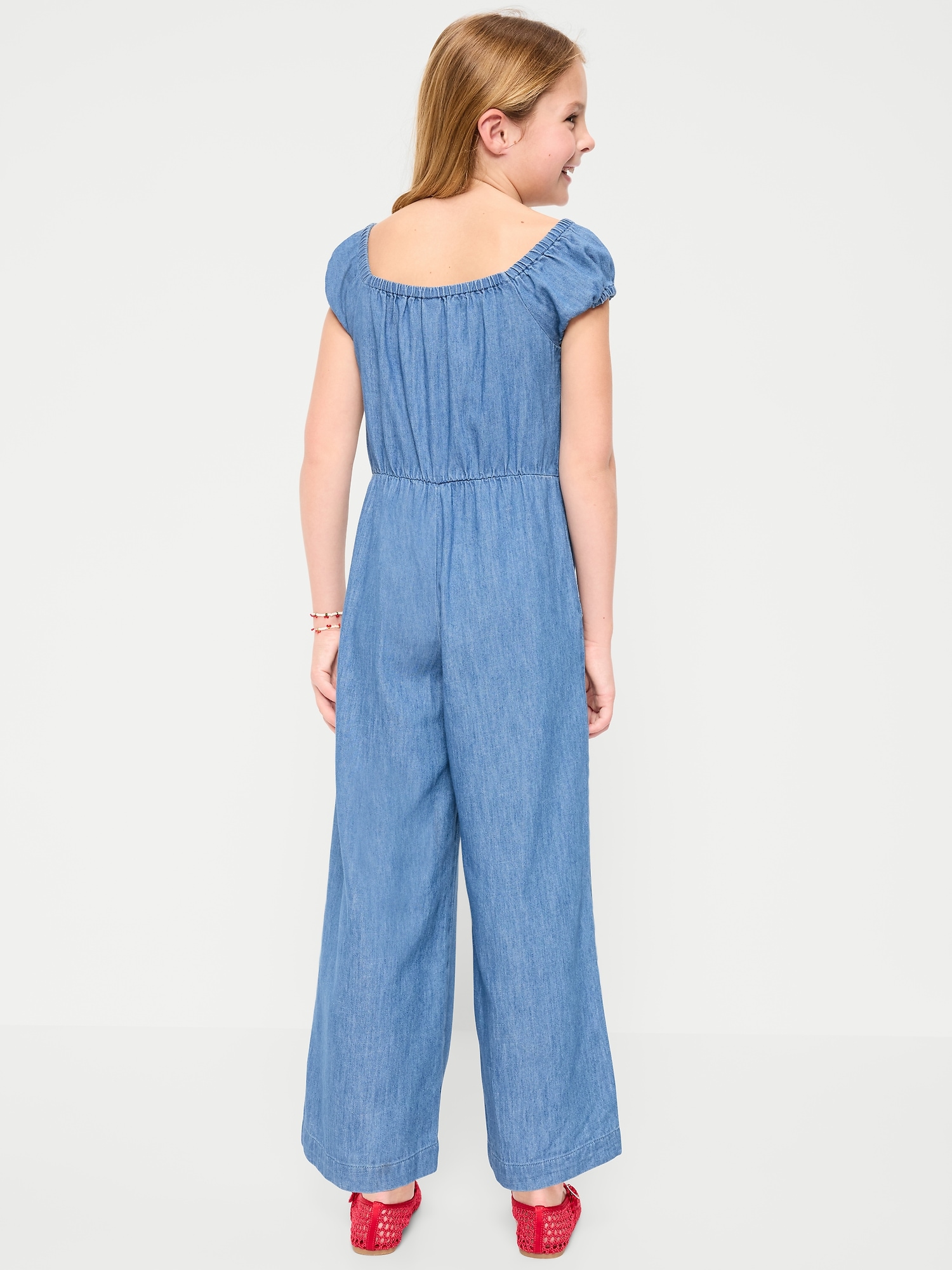 Short-Sleeve Chambray Jumpsuit for Girls