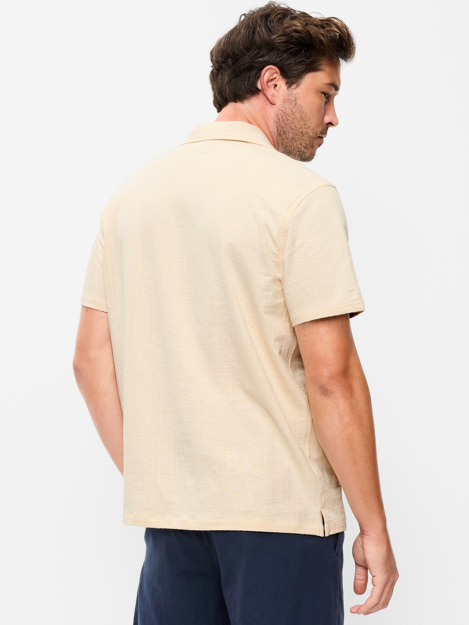 Мужская рубашка Old Navy Short-Sleeve Textured Camp, цвет: Howlite — фото 2