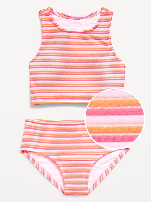Image number 1 showing, Textured Striped Tankini Swim Set for Girls