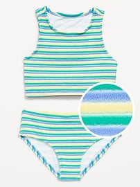 Image number 1 showing, Textured Striped Tankini Swim Set for Girls
