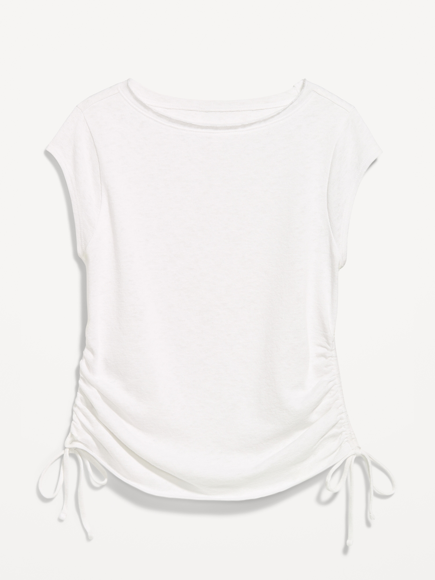 Cap-Sleeve Shirred Side Top