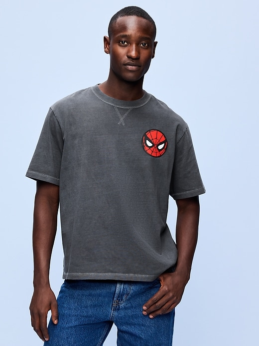 Image number 1 showing, Old Navy x Marvel Spider-Man Boxy Heavyweight Graphic T-Shirt for Men