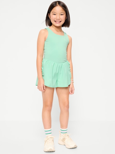 PowerChill Sleeveless Ruffle-Trim Romper for Girls