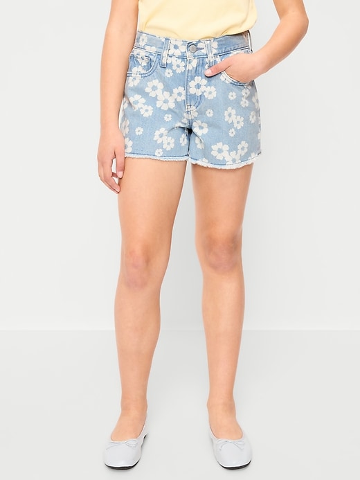 Image number 1 showing, High-Waisted Printed Frayed-Hem Jean Shorts for Girls