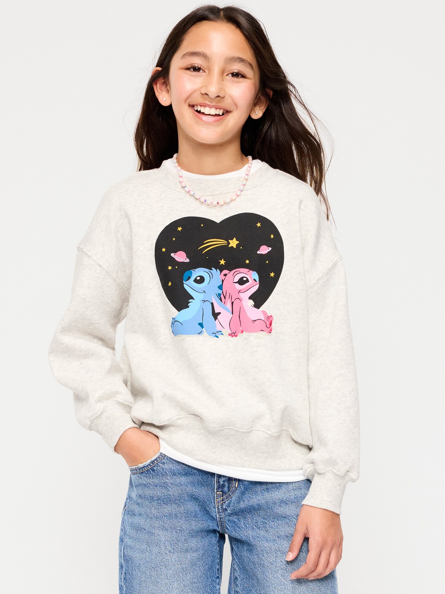 Толстовка Old Navy Disney© Oversized Graphic Tunic Sweatshirt для девочек, цвет: Серый