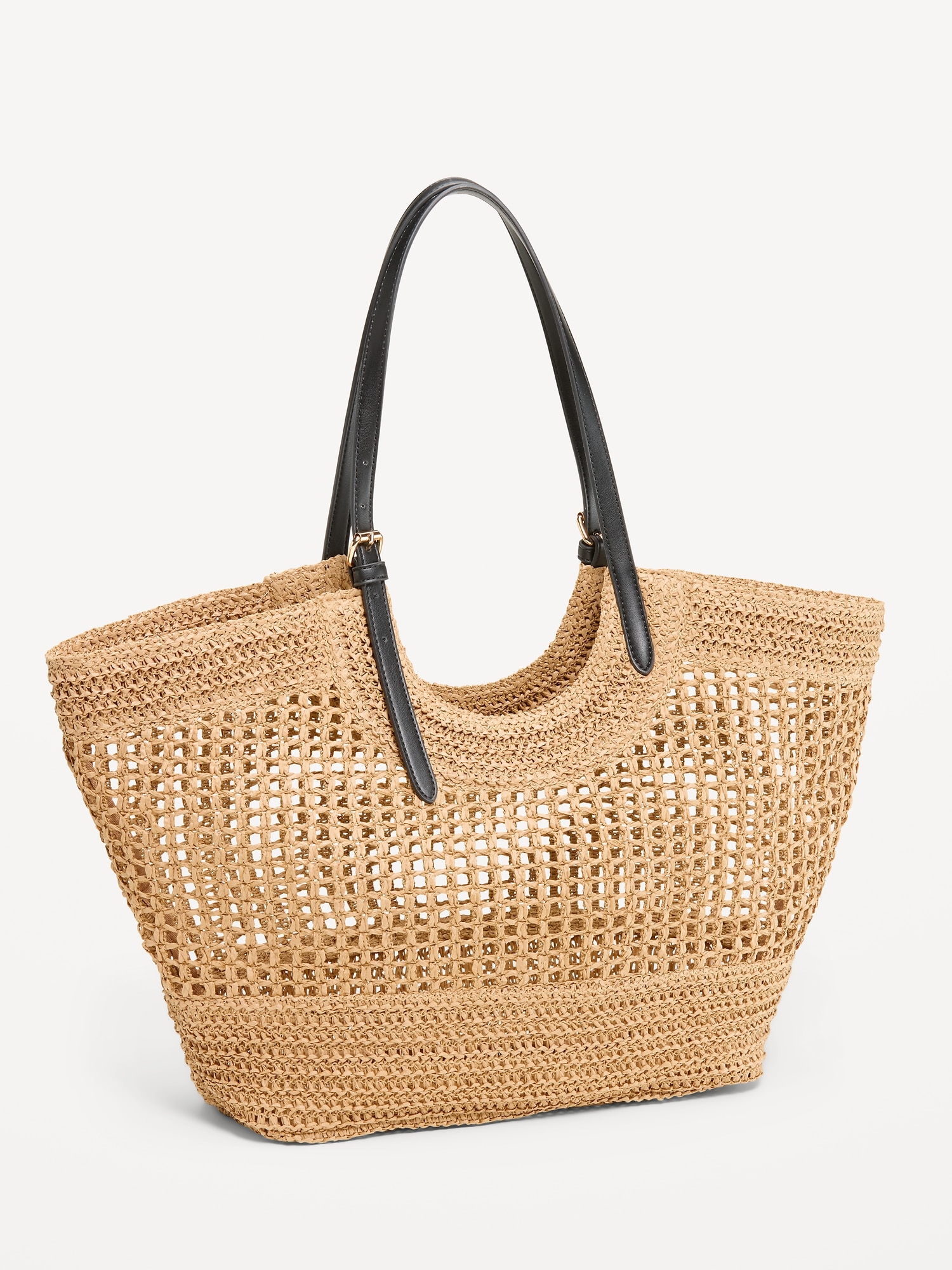 Open-Weave Straw Tote Bag