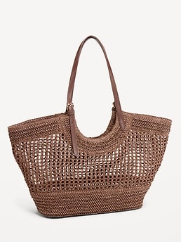 Open-Weave Straw Tote Bag - image 3