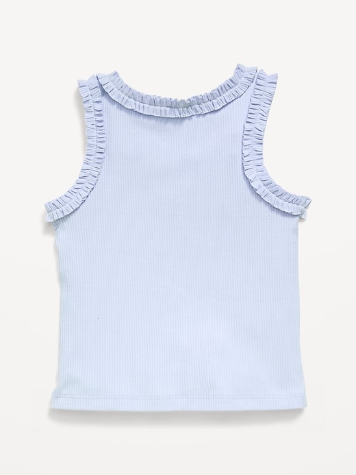 Image number 2 showing, Printed Sleeveless Ruffle-Trim Ribbed Top for Toddler Girls