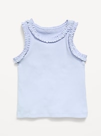 Image number 1 showing, Printed Sleeveless Ruffle-Trim Ribbed Top for Toddler Girls