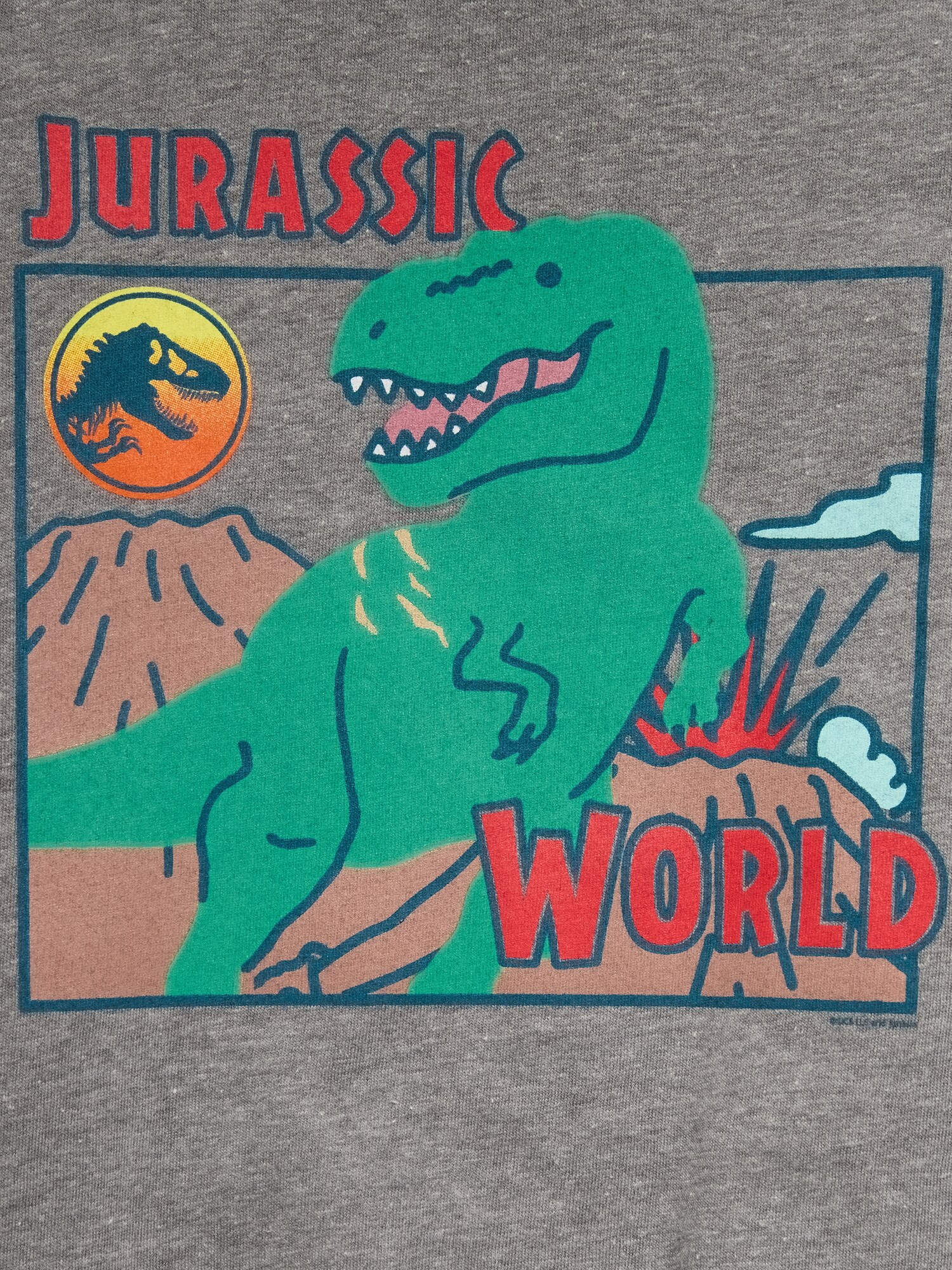 Детская футболка Old Navy Jurassic World унисекс с принтом для малышей, цвет: Меланжевый серый — фото 3