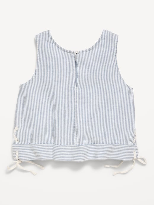 Image number 3 showing, Sleeveless Striped Tie-Knot Linen-Blend Top for Girls