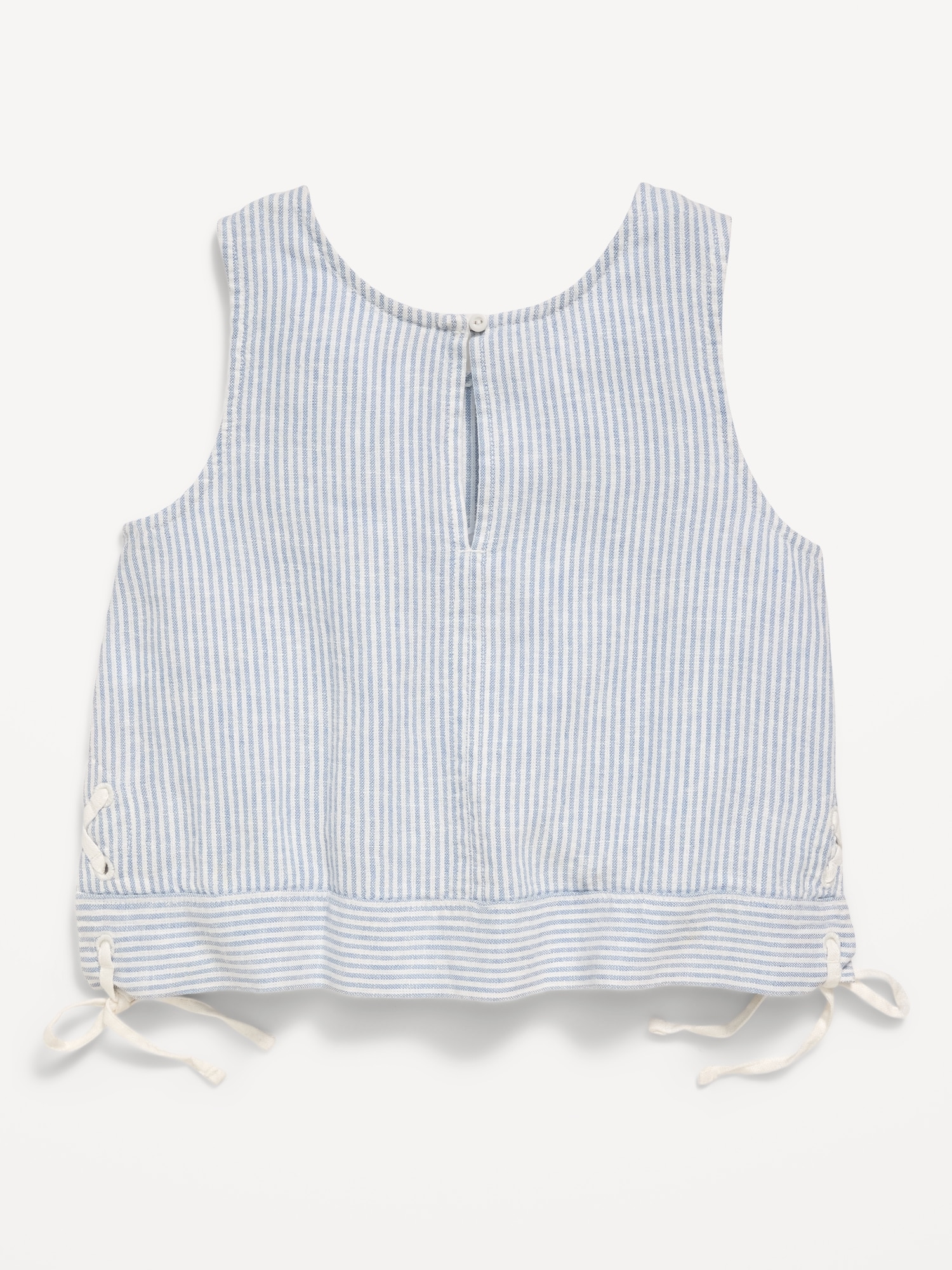 Sleeveless Striped Tie-Knot Linen-Blend Top for Girls