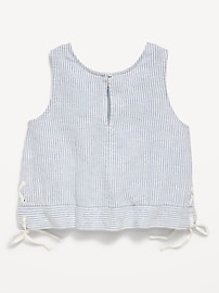 Image number 3 showing, Sleeveless Striped Tie-Knot Linen-Blend Top for Girls