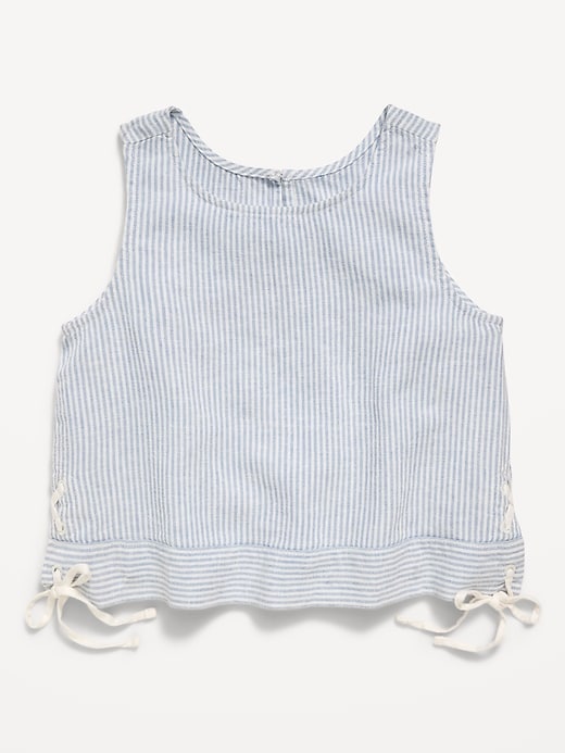 Image number 2 showing, Sleeveless Striped Tie-Knot Linen-Blend Top for Girls