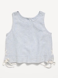 Image number 2 showing, Sleeveless Striped Tie-Knot Linen-Blend Top for Girls
