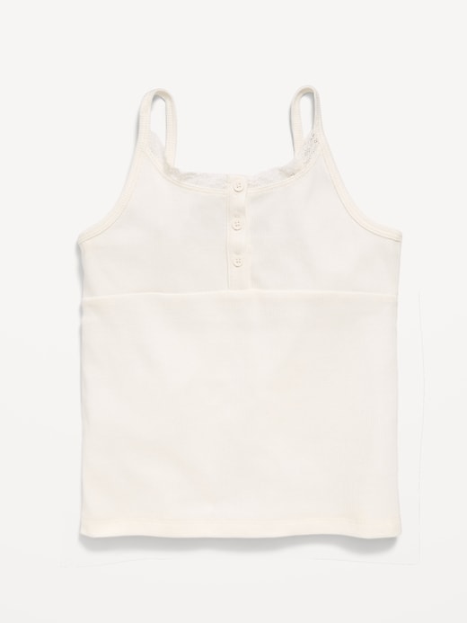 Image number 2 showing, Fitted Lace-Trim Henley Tank Top for Girls