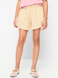 Image number 1 showing, Printed Smocked-Waist Linen-Blend Shorts for Girls