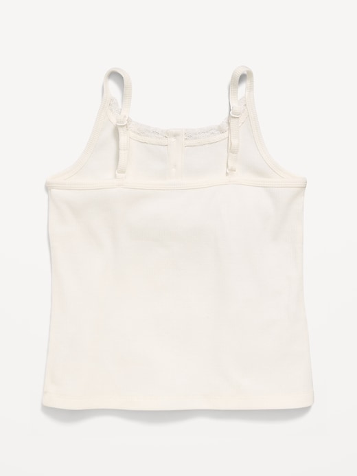 Image number 3 showing, Fitted Lace-Trim Henley Tank Top for Girls