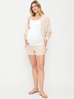 Maternity Linen-Blend Pull-On Shorts -- 3.5-inch inseam