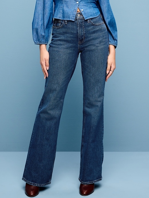 Image number 2 showing, Mid-Rise Loose Boot-Cut Jeans
