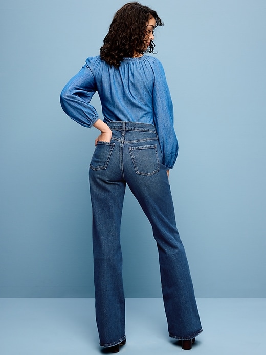 Image number 3 showing, Mid-Rise Loose Boot-Cut Jeans