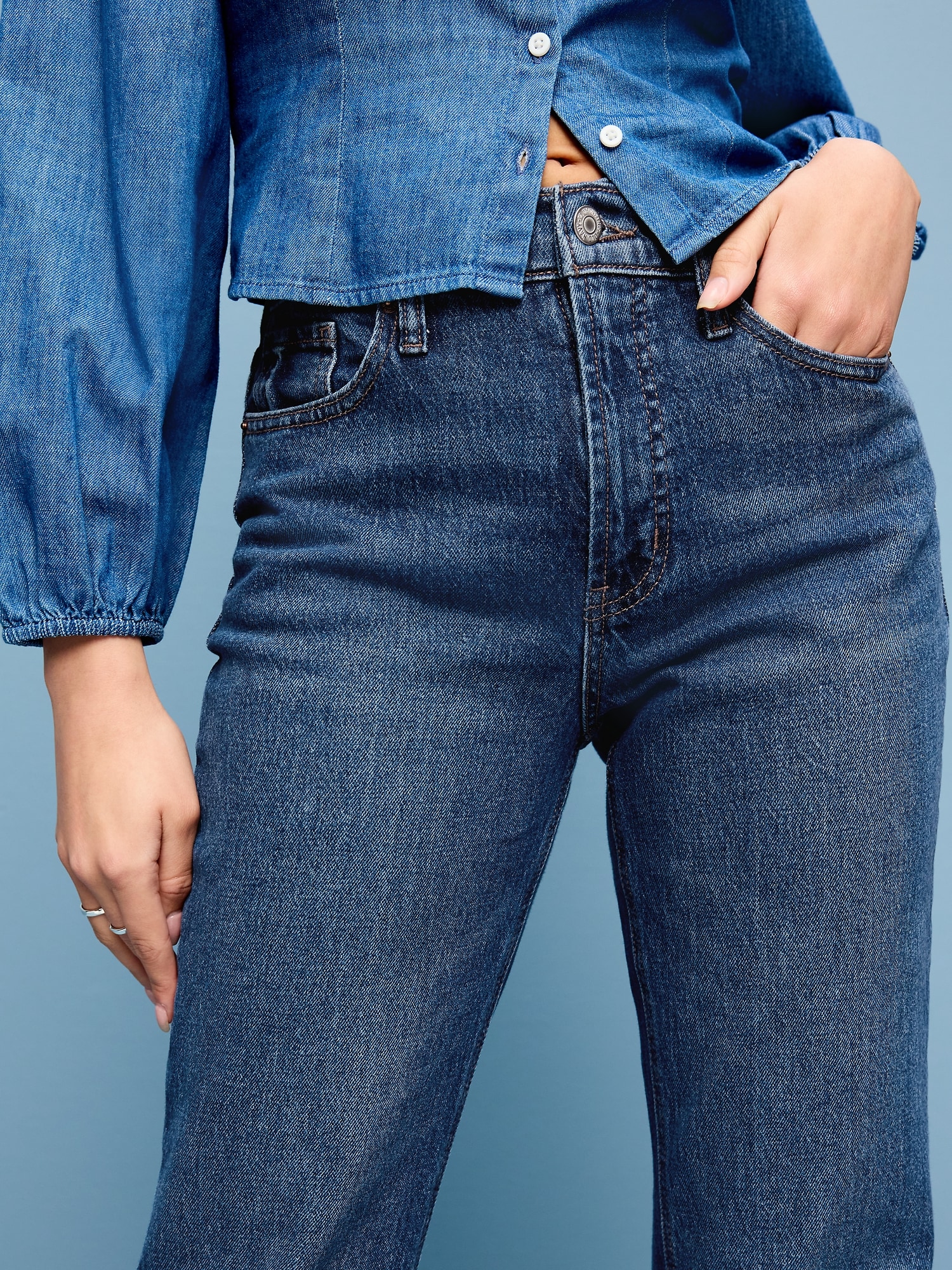 Mid-Rise Loose Boot-Cut Jeans