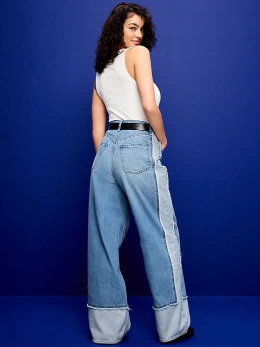 Image number 3 showing, High-Waisted Baggy Wide-Leg Jeans