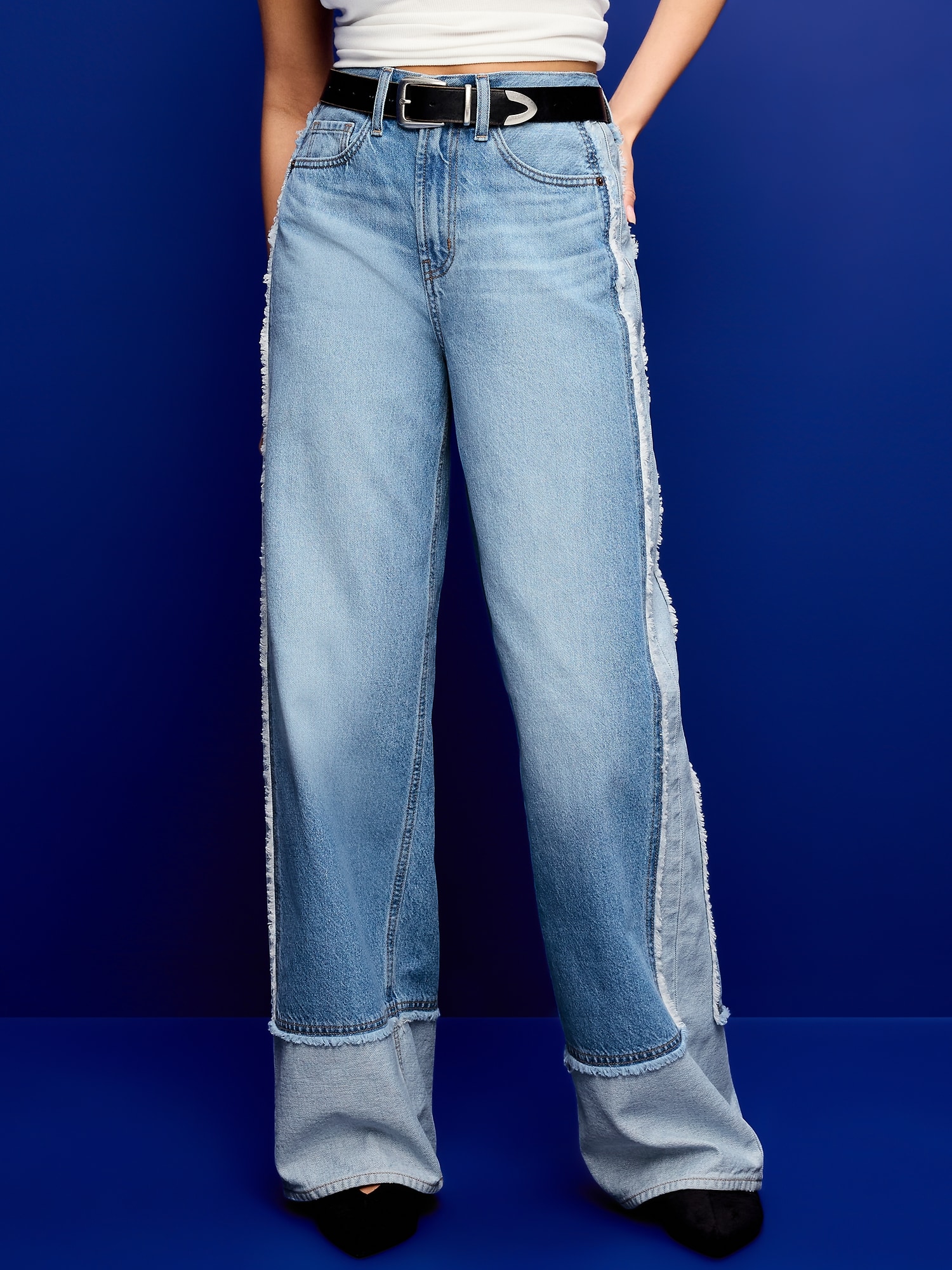 Image number 2 showing, High-Waisted Baggy Wide-Leg Jeans
